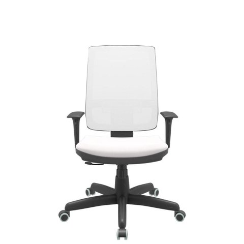 Cadeira Office Brizza Tela Branca Assento Vinil Branco Relaxplax Base Standard 120cm - 63890