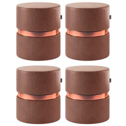 Kit 04 Puffs Bancos Decorativos Redondo Porto 49x43cm Corano Coffee - Desk Design - 1