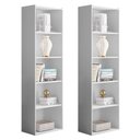 Ver imagem 1 de Kit 2 Estantes Livreiro Organizador Multiuso Luiza 5 Nichos Branco - Desk Design