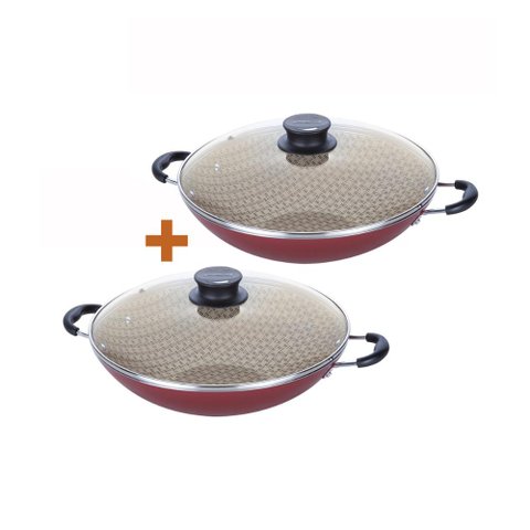 KIT - 2 Panelas WOK 6L Alumínio 36 cm Paris Vermelho - Tramontina