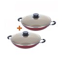 Ver imagem 1 de KIT - 2 Panelas WOK 6L Alumínio 36 cm Paris Vermelho - Tramontina