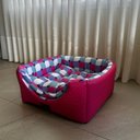 Ver imagem 5 de Cama para Cachorro Toca Quadrada em Corino + Poliéster Rosa e Lilás Grande (g) 50 X 50 X 50 Cm