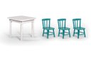 Ver imagem 1 de Conjunto Mesinha Infantil Branca com 3 Cadeiras Kids Turquesa - Straub Web