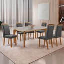 Ver imagem 7 de Mesa de Jantar Liz 180cm Tampo MDF Vidro Canto Copo com 6 Cadeiras Lorena Moderna Mobília