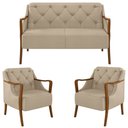 Ver imagem 1 de Kit Namoradeira 135cm e 2 Poltronas Decorativas Capitonê Lapa M22 PU Bege - Mpozenato