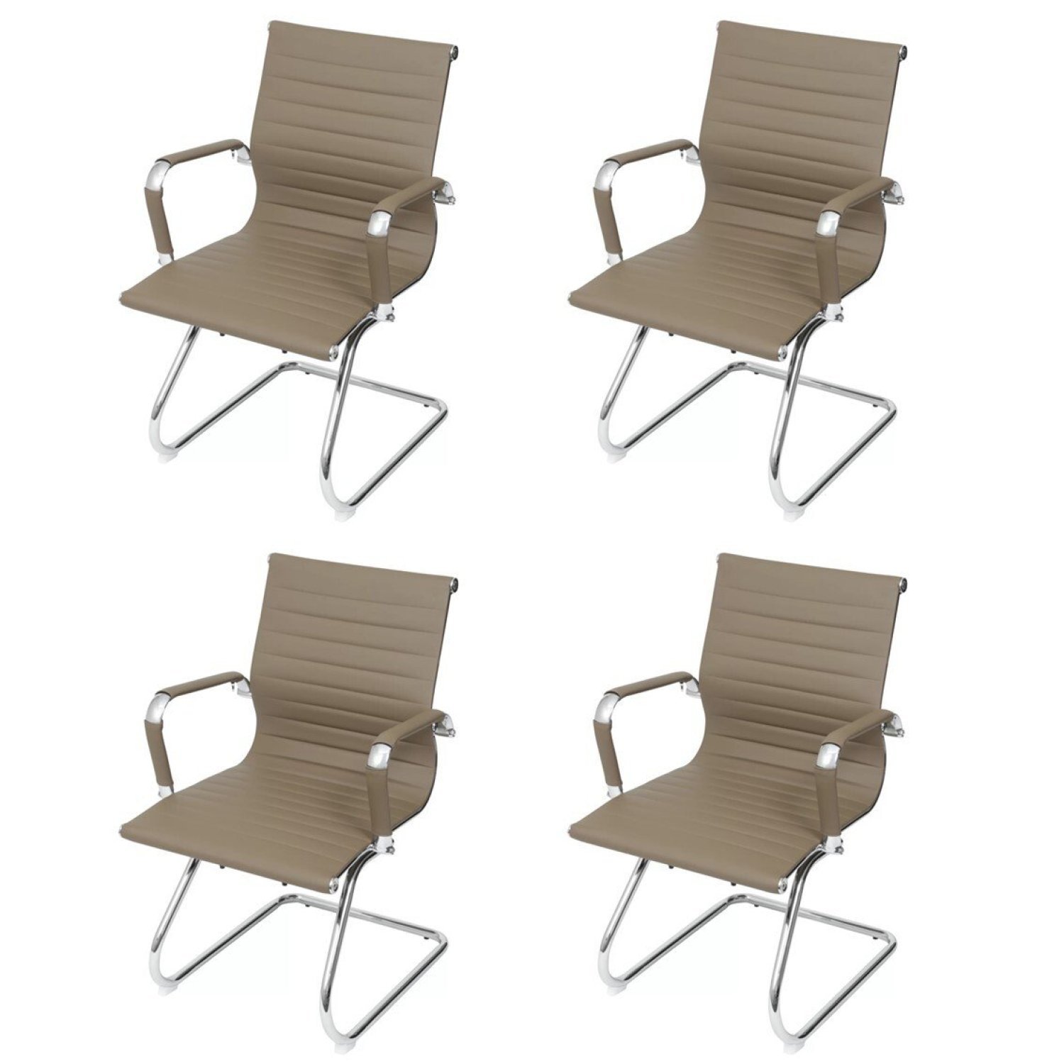 Kit 4 Cadeiras para Escritório Interlocutor Base Fixa Esteirinha Corino 3301 Or Design