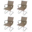 Ver imagem 2 de Kit 4 Cadeiras Escritório Interlocutor Fixa Esteirinha Corino 3301