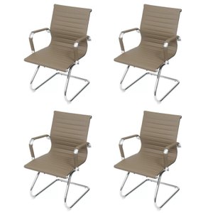 Kit 4 Cadeiras Escritório Interlocutor Fixa Esteirinha Corino 3301