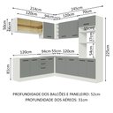 Ver imagem 3 de Cozinha Completa de Canto Madesa Agata 459001 com Armário e Balcão (Sem Tampo e Pia) Branco/Cinza Co