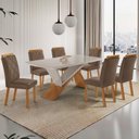 Ver imagem 1 de Conjunto Mesa de Jantar 180cm com 6 Cadeiras Estofadas Multimóveis Crrft-CON039 Madeirado/Off White