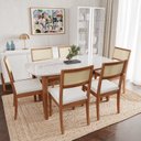 Ver imagem 1 de Conjunto Mesa de Jantar Tampo Vidro e MDF 1,60m e 6 Cadeiras Tiê CabeCasa MadeiraOriginals Marrom