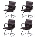 Ver imagem 2 de Kit 4 Cadeiras Escritório Interlocutor Fixa Esteirinha Corino 3301