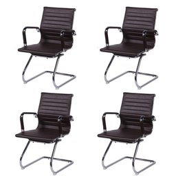 Kit 4 Cadeiras Escritório Interlocutor Fixa Esteirinha Corino 3301 - 2 Kit 4 Cadeiras Escritório Interlocutor Fixa Esteirinha Corino 3301 - 2