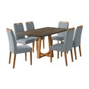 Ver imagem 3 de Conjunto Mesa Jantar Julia 1,6m Freijó Pés Cerejeira 6 Cadeiras Heloísa Almofadada - Cinza Linho