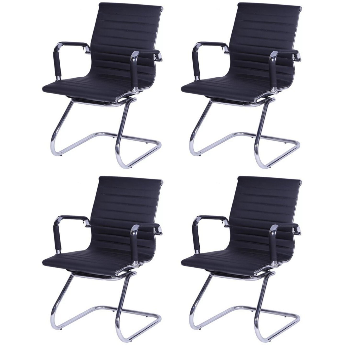 Kit 4 Cadeiras Para Escritorio Interlocutor Base Fixa Esteirinha Corino 3301  - 2