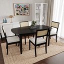 Ver imagem 1 de Conjunto Mesa Extensível Oval 4 Cadeira Madeira Maciça Encosto Telado Tiê CabeCasa MadeiraOriginals Preto
