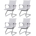 Ver imagem 1 de Kit 4 Cadeiras Escritório Interlocutor Fixa Esteirinha Corino 3301 Branco