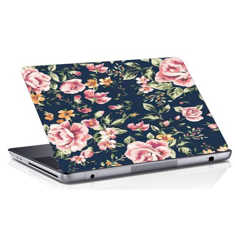 Adesivo de Notebook Flor Rosa Fundo Azul