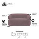 Ver imagem 3 de Kit 02 Poltronas Giratória e 01 Sofá Orgânico Glee 03 Lugares 170cm Veludo Rosê - Desk Design