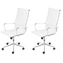 Ver imagem 1 de Kit 2 Cadeiras Escritório Presidente Esteirinha Rodízio Relax Corino 3301 Branco