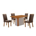 Ver imagem 2 de Mesa de Jantar Isadora 4 Lugares Tampo MDF com Vidro Serigrafado e Cadeiras Aline em Veludo Marrom