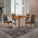 Ver imagem 1 de Mesa de Jantar Isadora 4 Lugares Tampo MDF com Vidro Serigrafado e Cadeiras Aline em Veludo Marrom