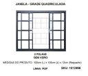 Ver imagem 2 de Janela de Correr Central Aço Zarcão 2 Folhas Grade Quadriculada sem Vidro 100x100