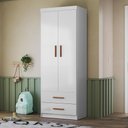 Ver imagem 2 de Guarda Roupa Infantil Ônix 2 Portas e 2 Gavetas Flex Branco - Peternella Móveis