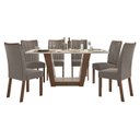 Ver imagem 2 de Conjunto Sala de Jantar Mesa 160x80cm Tampo MDF/Vidro com 6 Cadeiras Apogeu Móveis Lopas