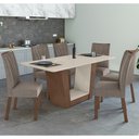 Ver imagem 1 de Conjunto Sala de Jantar Mesa 160x80cm Tampo MDF/Vidro com 6 Cadeiras Apogeu Móveis Lopas