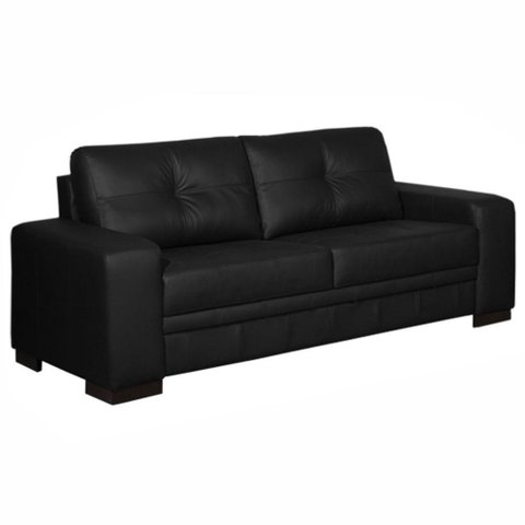 Sofá 3 Lugares 240cm Milano Couro Preto Fosco Gran Belo