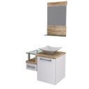 Ver imagem 1 de Gabinete para Banheiro C-cuba L34 e Espelheira Legno 631 Branco Chess C-carvalho
