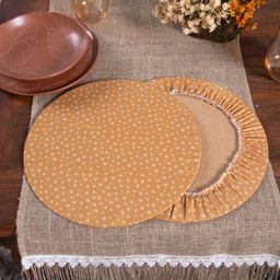 Kit Capa Sousplat Estampado + Suporte Mdf 35cm Diâmetro 100% Poliéster Mesa Posta Linha Premium - 3