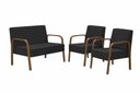 Ver imagem 1 de Conjunto Luna 1 Poltrona 2 Lugares e 2 poltronas de 1 lugar Braço Madeira D Salla Suede Preto