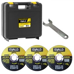 Esmerilhadeira Angular 4.1/2 Pol 850w 115mm Ev850 Evald + Kit 3 Discos e Maleta-110v - 4