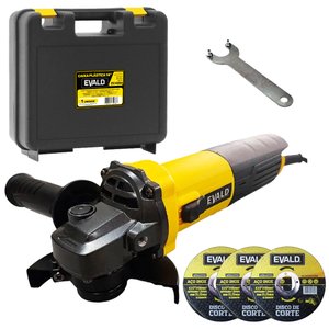 Esmerilhadeira Angular 4.1/2 Pol 850w 115mm Ev850 Evald + Kit 3 Discos e Maleta-110v