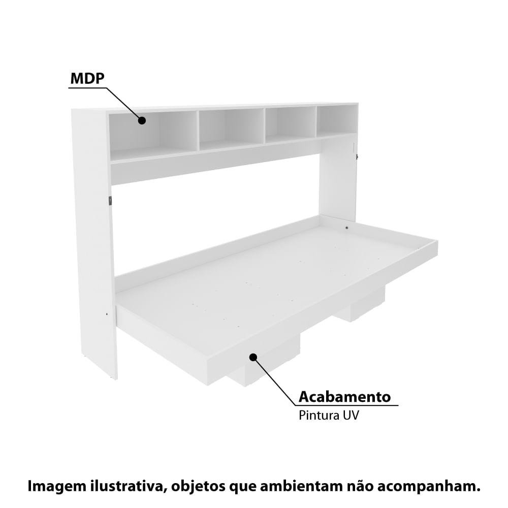 Cama de Solteiro Articulada com 4 Nichos - Branco - 2