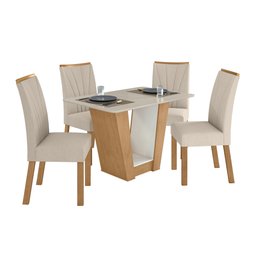 Conjunto Sala de Jantar 4 Lugares Retangular Tampo MDF Mesa e Cadeiras Apogeu - 16