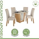 Ver imagem 3 de Conjunto Sala de Jantar 4 Lugares Retangular Tampo MDF Mesa e Cadeiras Apogeu Amêndoa Clean/Off White/Bege