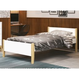 Cama Babá Solteiro Simba Branco Fosco com Natural - Reller - 2