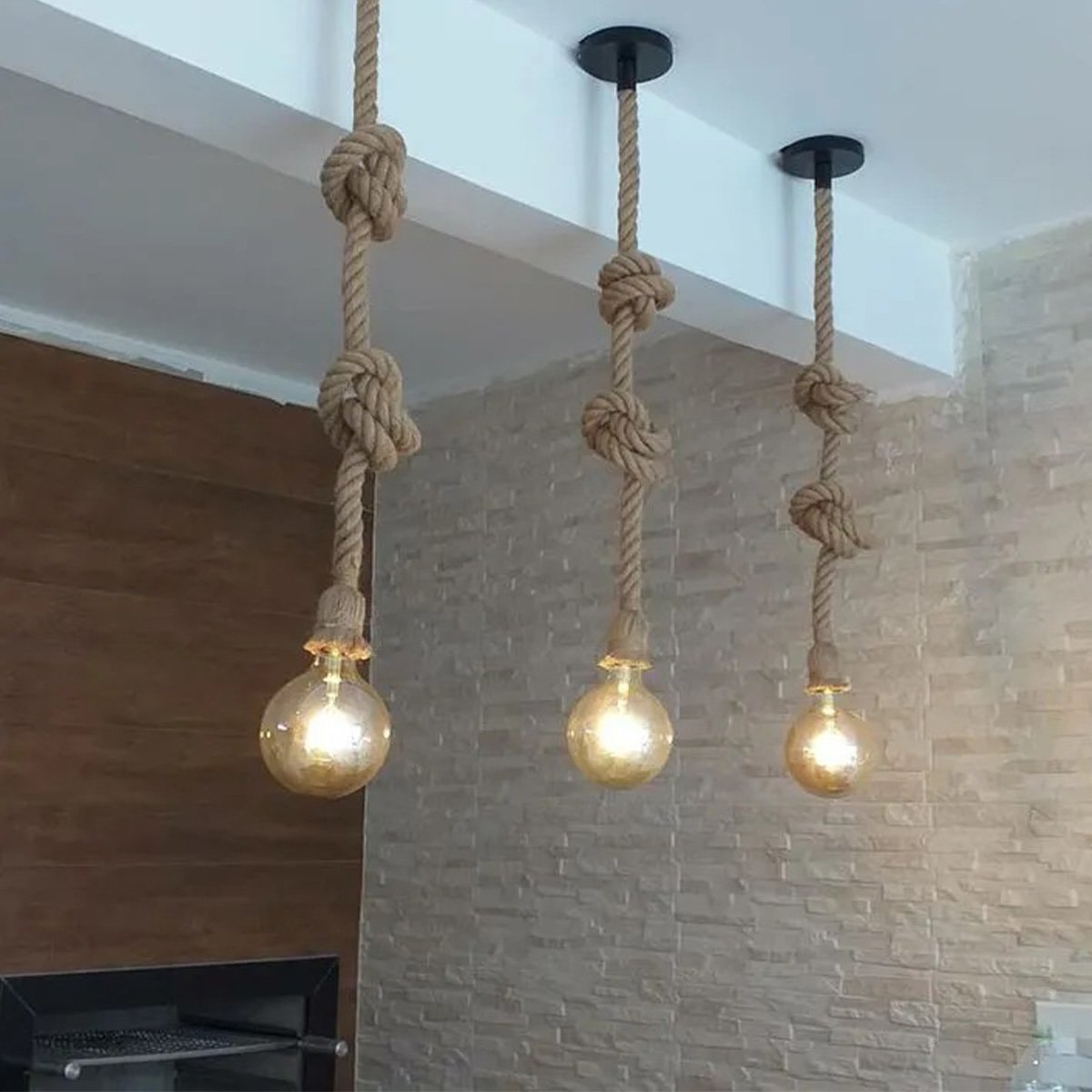 Luminaria Pendente Corda Sisal Enfeite Rustico E27 Retro Sala Quarto Loja Recepçao Decoraçao Ambient - 16