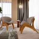 Ver imagem 2 de Kit 4 Poltronas Decorativa Orgânica Sala Living Kadosh L02 Bouclê Bege - Lyam Decor