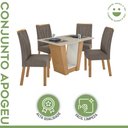 Ver imagem 3 de Conjunto Sala de Jantar 4 Lugares Retangular Tampo MDF Mesa e Cadeiras Apogeu Amêndoa Clean/Off White/Animale Bege