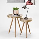 Ver imagem 2 de Kit 2 Mesa Lateral Lisa Mdf Off White | Aço Dourado - Sallar Home