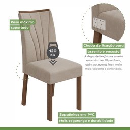 Conjunto Sala de Jantar Mesa 160x80cm Tampo MDF com 6 Cadeiras Apogeu Móveis Lopas - 10