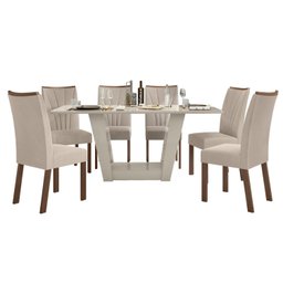 Conjunto Sala de Jantar Mesa 160x80cm Tampo MDF com 6 Cadeiras Apogeu Móveis Lopas - 2