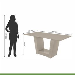 Conjunto Sala de Jantar Mesa 160x80cm Tampo MDF com 6 Cadeiras Apogeu Móveis Lopas - 6