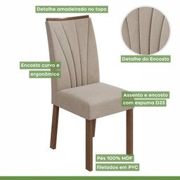 Conjunto Sala de Jantar Mesa 160x80cm Tampo MDF com 6 Cadeiras Apogeu Móveis Lopas - 9