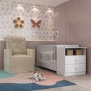 Ver imagem 1 de Berço Cômoda com Poltrona de Amamentação Meu Bebê Multimóveis MP4066 Branco/Bege