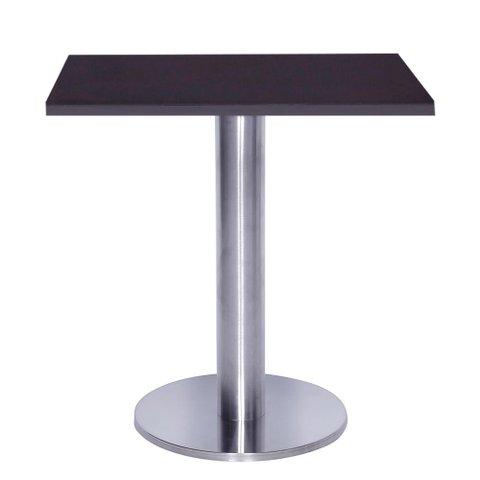 Mesa Beta Big Inox 75 Cm (alt) Disco Redondo Tampo Mdp Quadrado 70 Cm (larg) X 2,50 Cm (alt) Preto